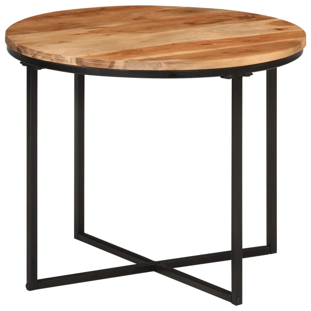 Tavolino salotto 55x55x45cm in legno massello di acacia e ferro