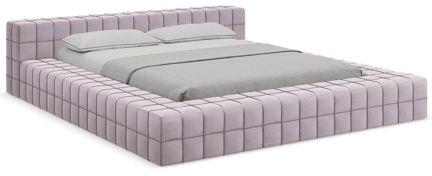 Letto matrimoniale imbottito in lavanda con griglia 160x200 cm Akela - Makamii