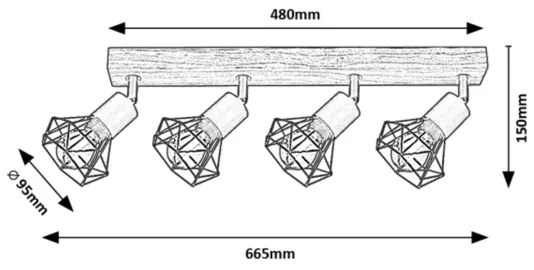 Rabalux 3140 - Faretto ZEUS 4xE14/40W/230V rovere