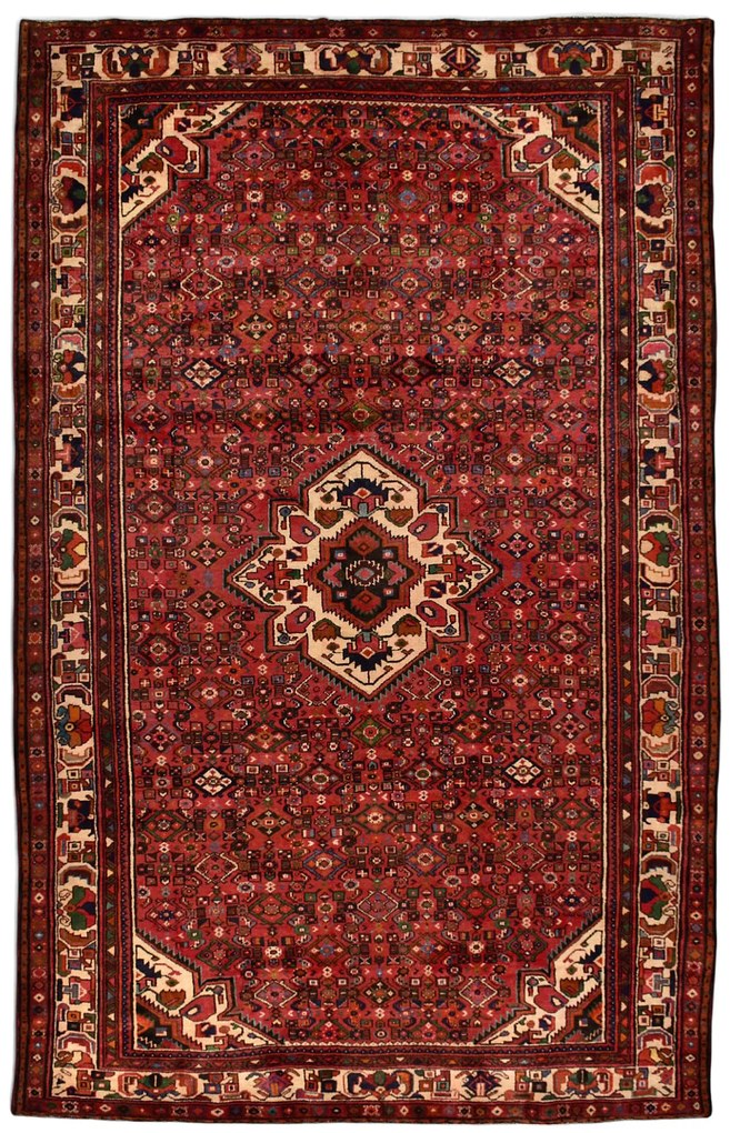 Hosseinabad Tappeto 320x200 Rosso (Iran) Annodato A Mano