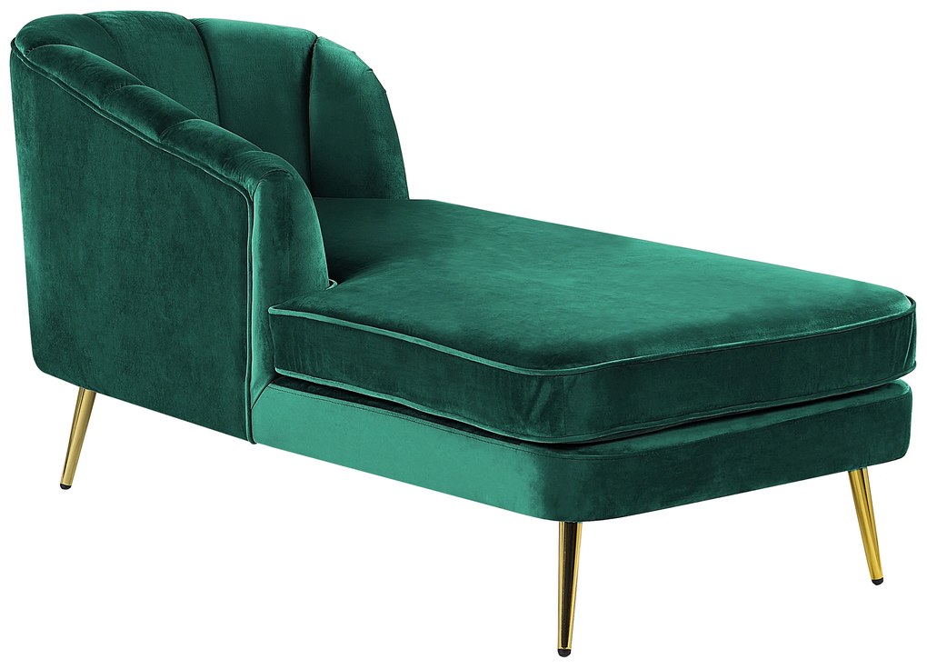 Chaise longue velluto verde smeraldo destra ALLIER Beliani