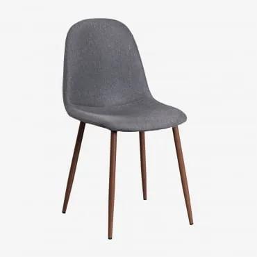 Confezione 2 sedie da pranzo Glamm Legno scuro & Lino Cinza Antracite - Sklum