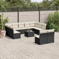 Set Divani da Giardino 12 pz con Cuscini Nero in Polyrattancod mxl 115690