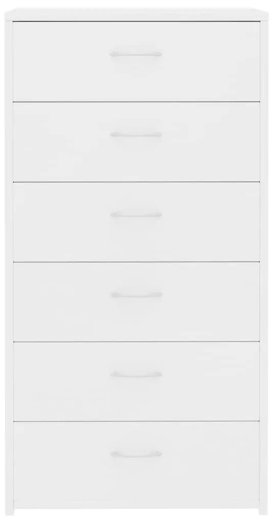 Credenza con 6 cassetti bianca 50x34x96 cm in legno multistrato