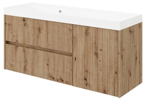 Mobile sottolavabo e lavabo Portofino per vasca centrale rovere oro in mdf L 120 x H 50.5 x P 40 cm, 1 anta 2 cassetti