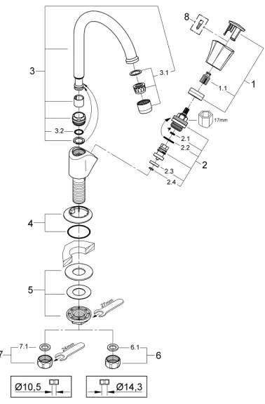 GROHE 20393001 - Valvola a colonna COSTA L DN 15, cromato lucido