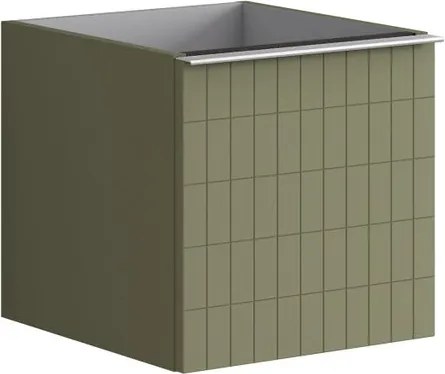 Cassettiera Pixel con 2 cassetti (1 interno) frontale Grid laccato opaco verde salvia e maniglia alluminio brillante L.40 H.40 P.45,5 cm.
