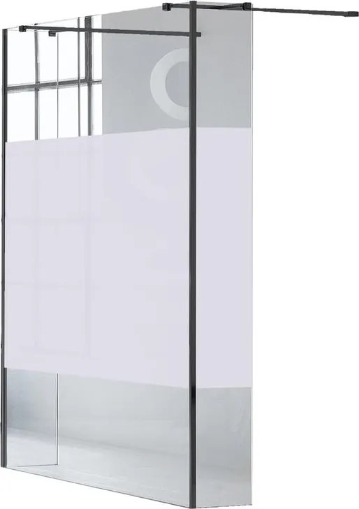 Box doccia walk-in Wens, vetro serigrafato 6 mm, H 200 cm, profilo nero