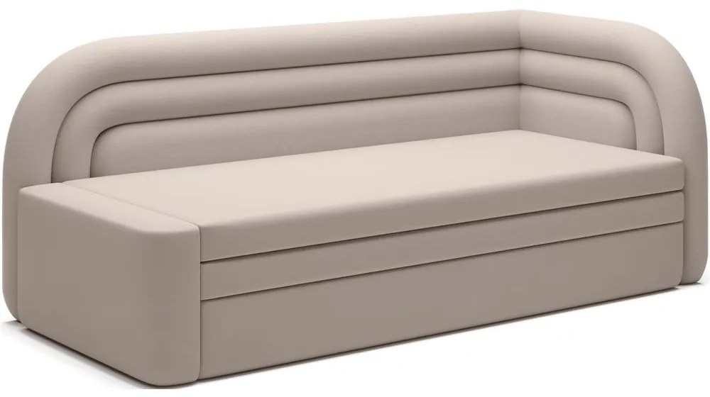 Divano beige allungabile/con contenitore con penisola a sinistra e rivestimento in velluto 223 cm Fabillo – ELTAP