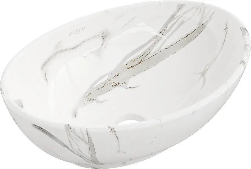 Mexen Elza lavabo da appoggio 40 x 33 cm, pietra bianca - 21014082