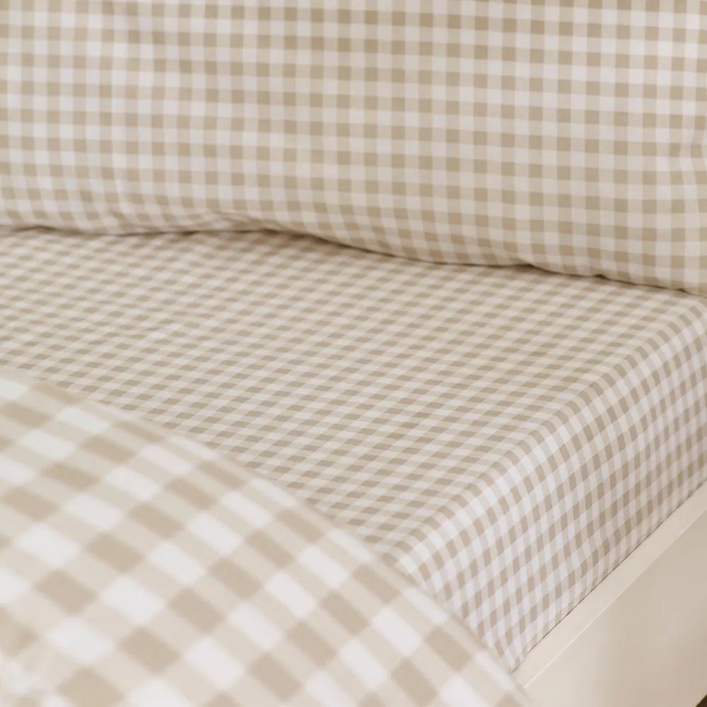 Set copripiumino e federa beige per letto matrimoniale/per letto esteso 3 pezzi 230x220 cm Bamford Gingham Check – Catherine Lansfield