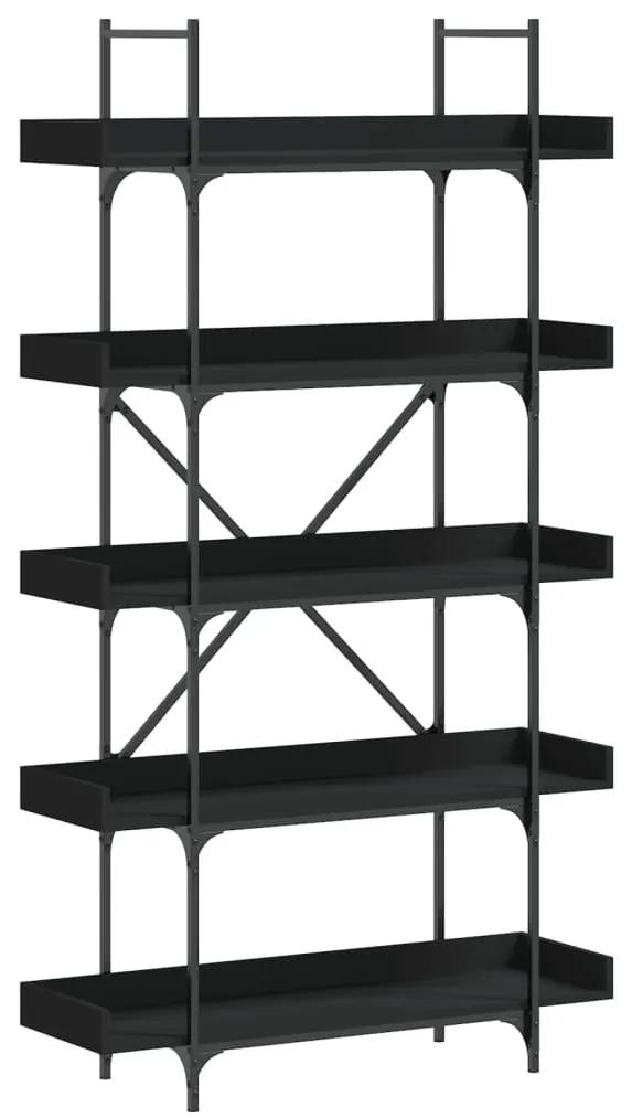 Libreria a 5 ripiani nera 100x33x180,5 cm in legno multistrato