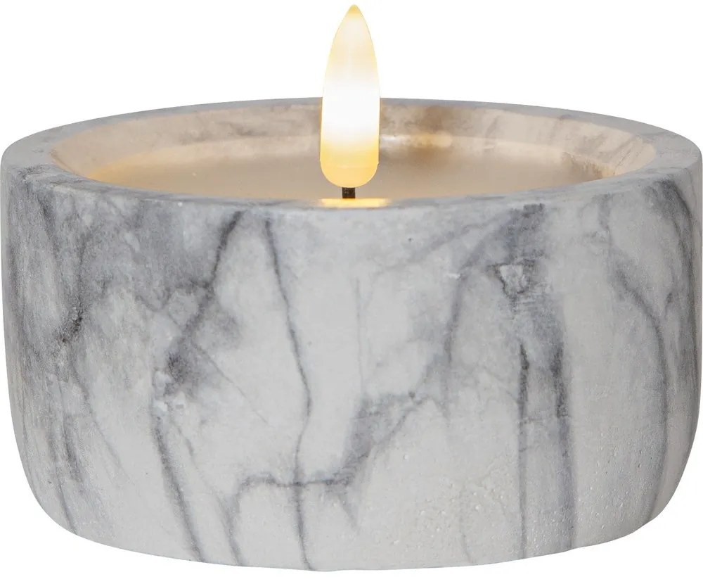 Candela LED in cemento grigio e bianco, altezza 7,5 cm Flamme Marble - Star Trading