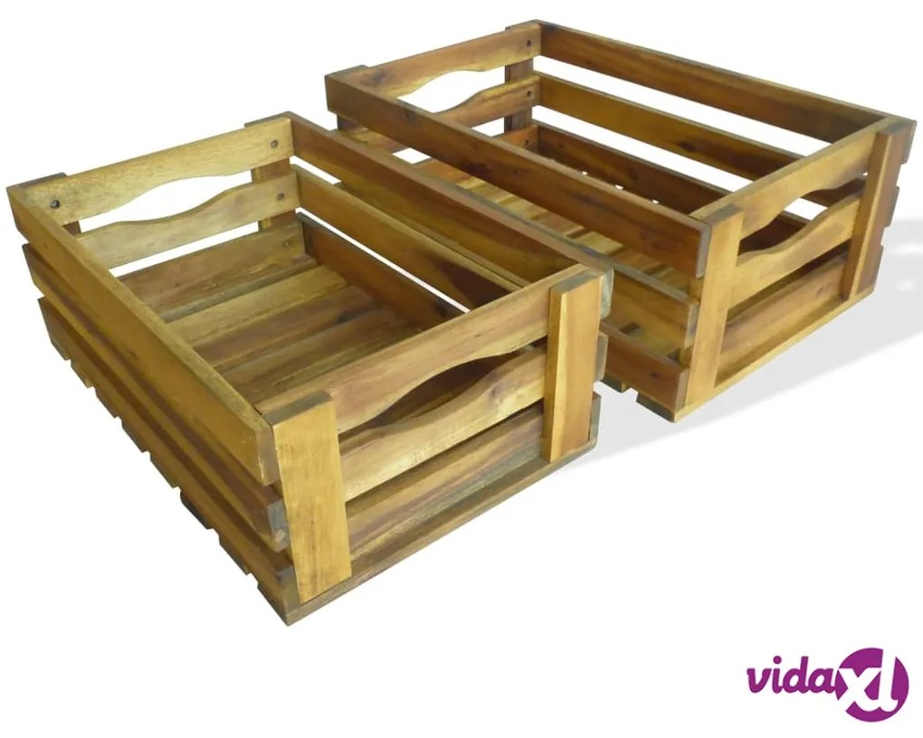 vidaXL Cassetta per Mele Set 2 pz in Legno Massello di Acacia