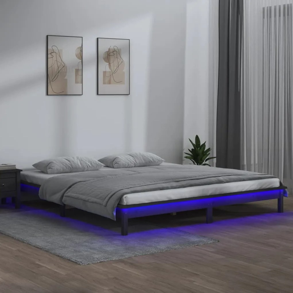 Giroletto Con Led Grigio 120x200 Cm İn Legno Massello /