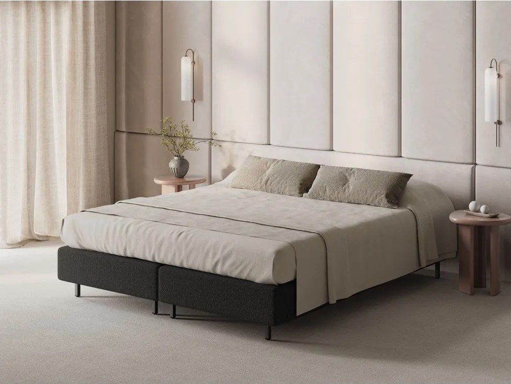 Letto matrimoniale imbottito nero senza testiera 180x200 cm Whale – Micadoni