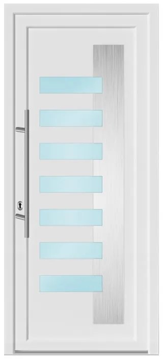 Portoncino d'ingresso 20022 con vetro L 80 x H 210 cm in PVC bianco, falso telaio non incluso