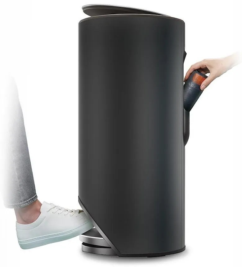 Cestino per la spazzatura nero opaco in metallo con pedale 30 l Arc – Joseph Joseph