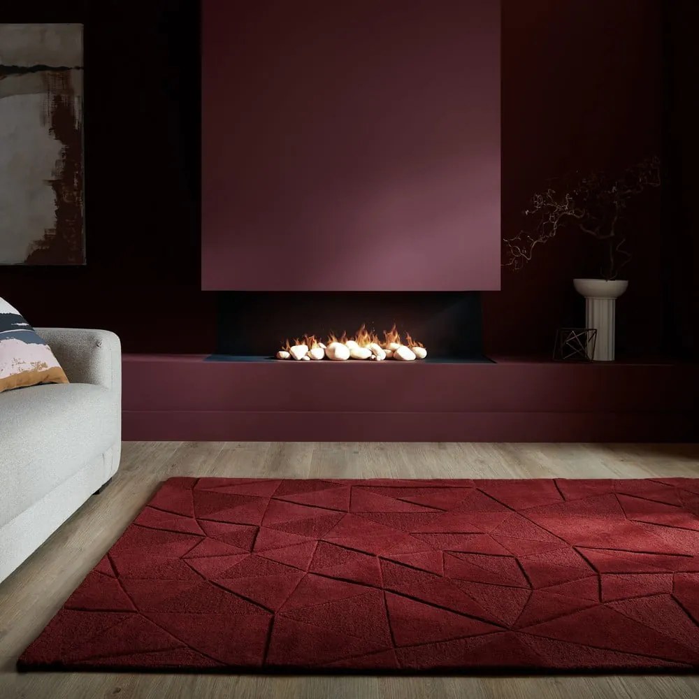 Tappeto burgundy in lana tessuto a mano 160x230 cm Shard Red – Flair Rugs