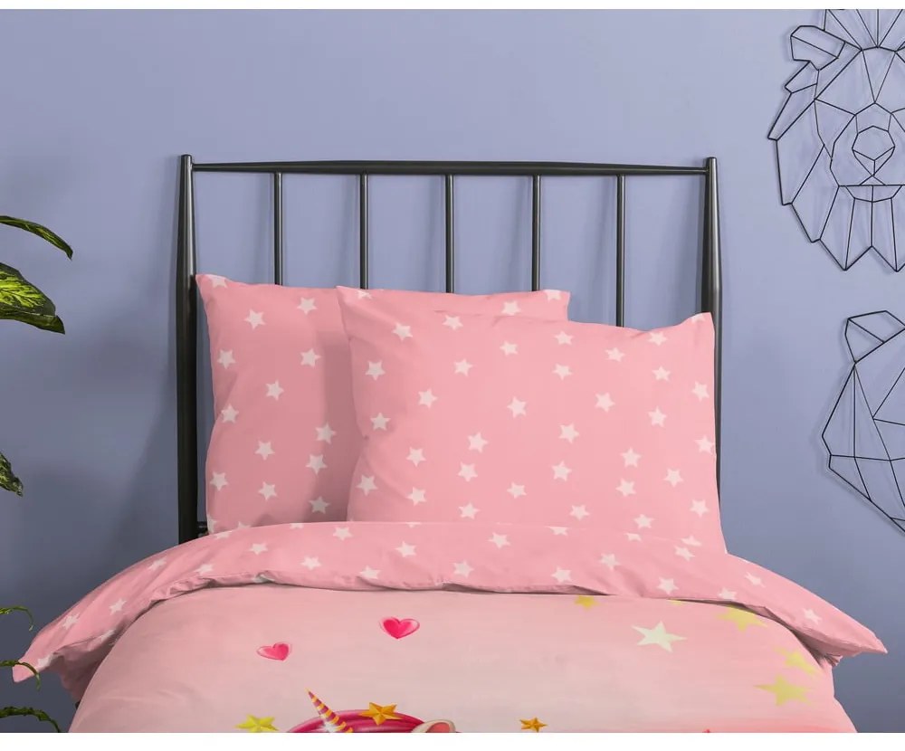 Set copripiumino e federa da bambini rosa in cotone per letto singolo 140x200 cm Little – Good Morning