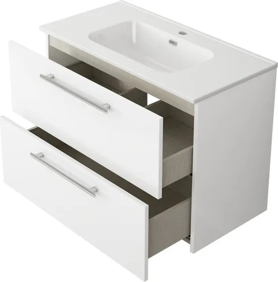 Base sospesa Remix 2 cassetti, L80 X P39 X H57.7 cm bianco lucido