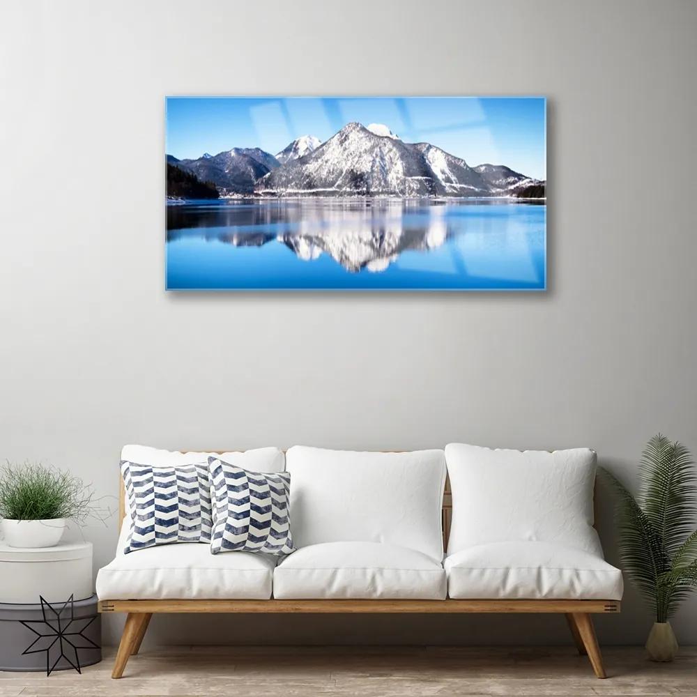 Quadro acrilico Paesaggio di montagna del lago 100x50 cm