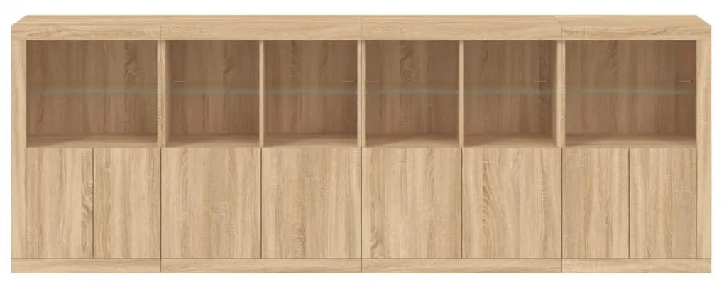 Credenza con Luci LED Rovere Sonoma 283x37x100 cm