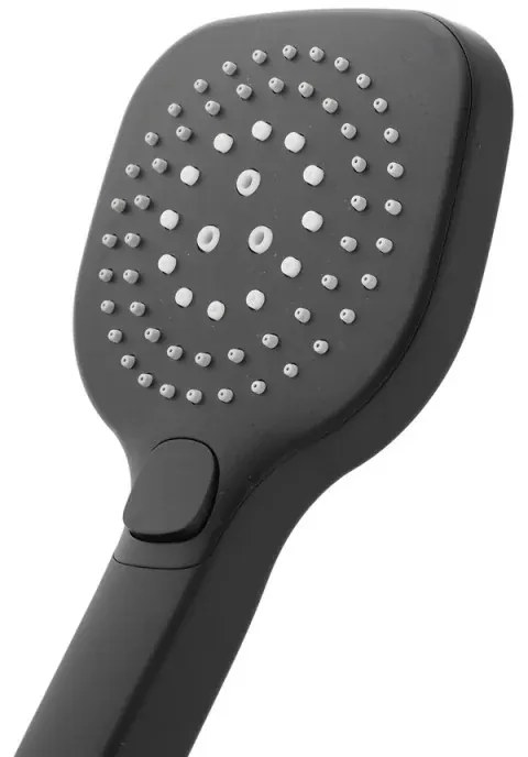 Doccino arrotondato 26 cm con tre tipi di getto nero opaco in ABS Hidra