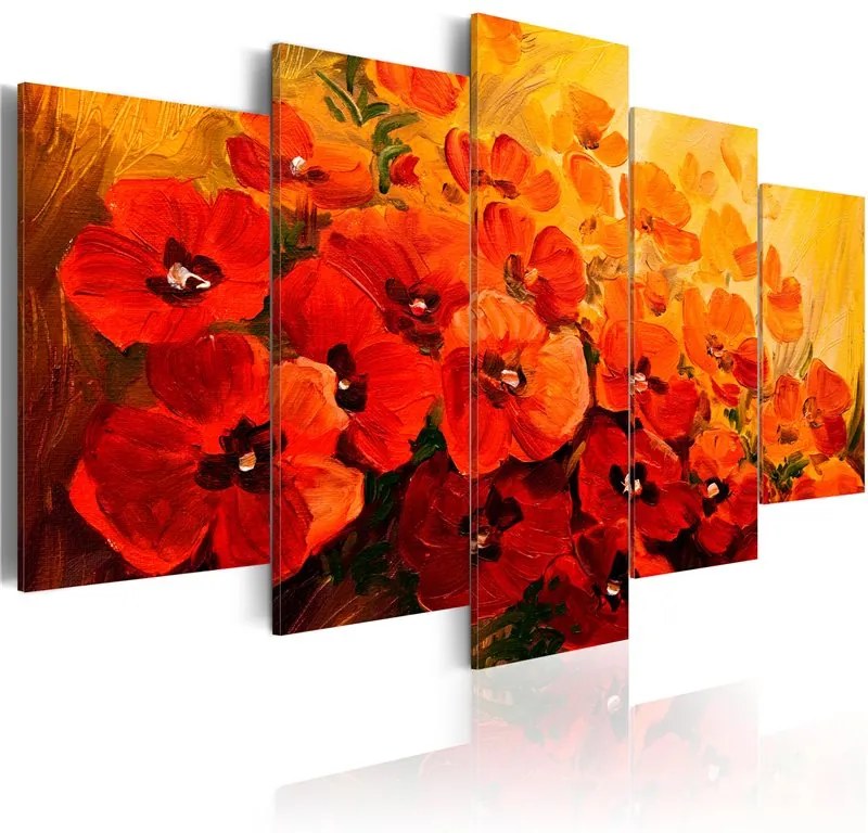 Quadro Land of Poppies  Colore Rosso, Dimensioni e Misure 200x100