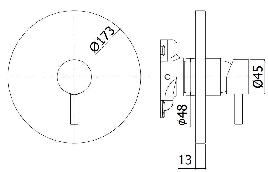 Paffoni Birillo Bibox010 Parte Esterno Miscelatore doccia ad Incasso 1 Uscita Senza Deviatore Cromo