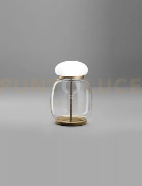 Faro lampada da tavolo g cristallo bianco montatura ottone vernicia...
