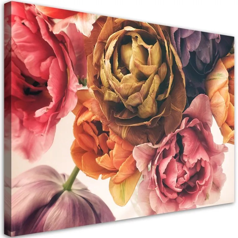 Quadro su tela, Un bouquet di fiori colorati  Dimensioni 120x80