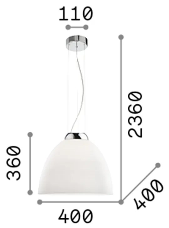 Sospensione Moderna Tolomeo Vetro Grigio 1 Luce E27