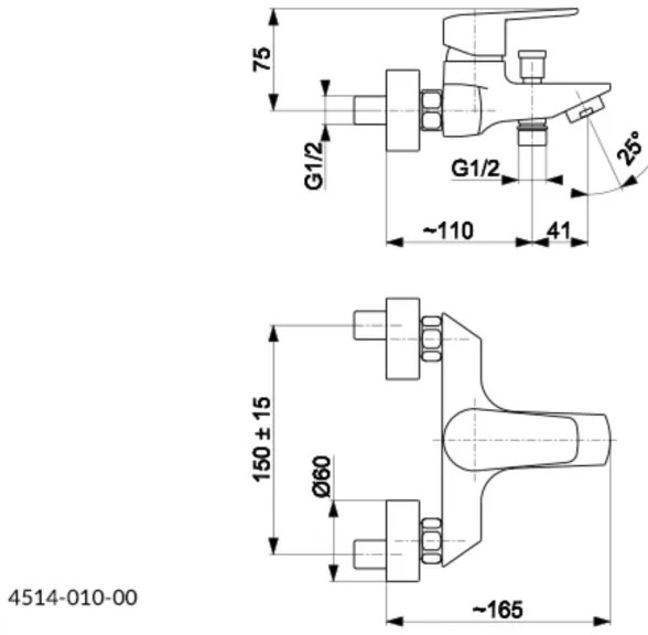 KFA Armatura 4514-010-00 - Rubinetto vasca da bagno GERMAN cromo lucido