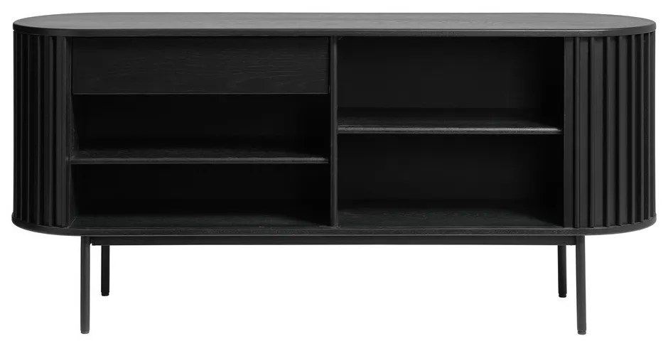 Cassettiera bassa nera in rovere con ante scorrevoli 73x160 cm Siena - Unique Furniture