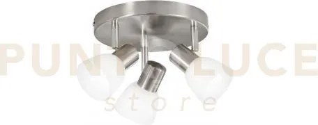 Spot mito nickel 3 luci attacco e14 29,8x21x17cm in vetro e metallo...