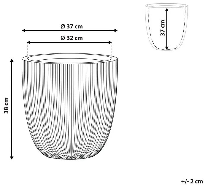 Vaso per fiori 37 x 37 x 38 cm grigio CHIOS Beliani