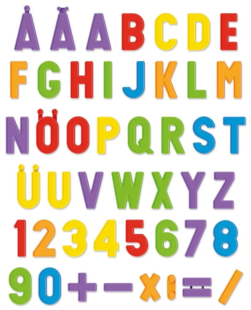 Lavagna magnetica bifacciale con lettere e numeri - 112 magneti