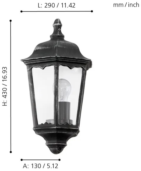 Eglo 93459 - Applique da esterno NAVEDO 1xE27/60W/230V