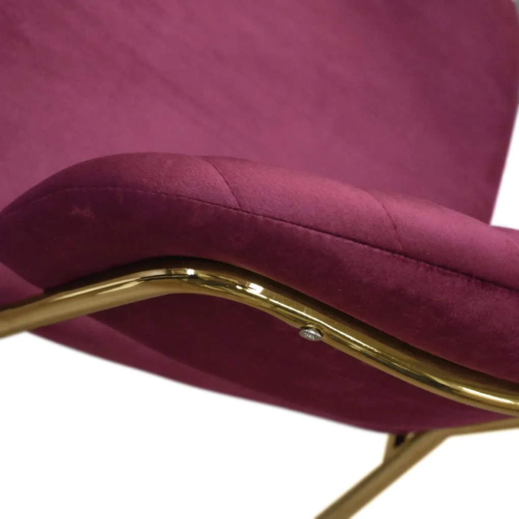 Set di sedie ORCHIES in tessuto effetto velluto bordeaux e struttura in metallo color oro