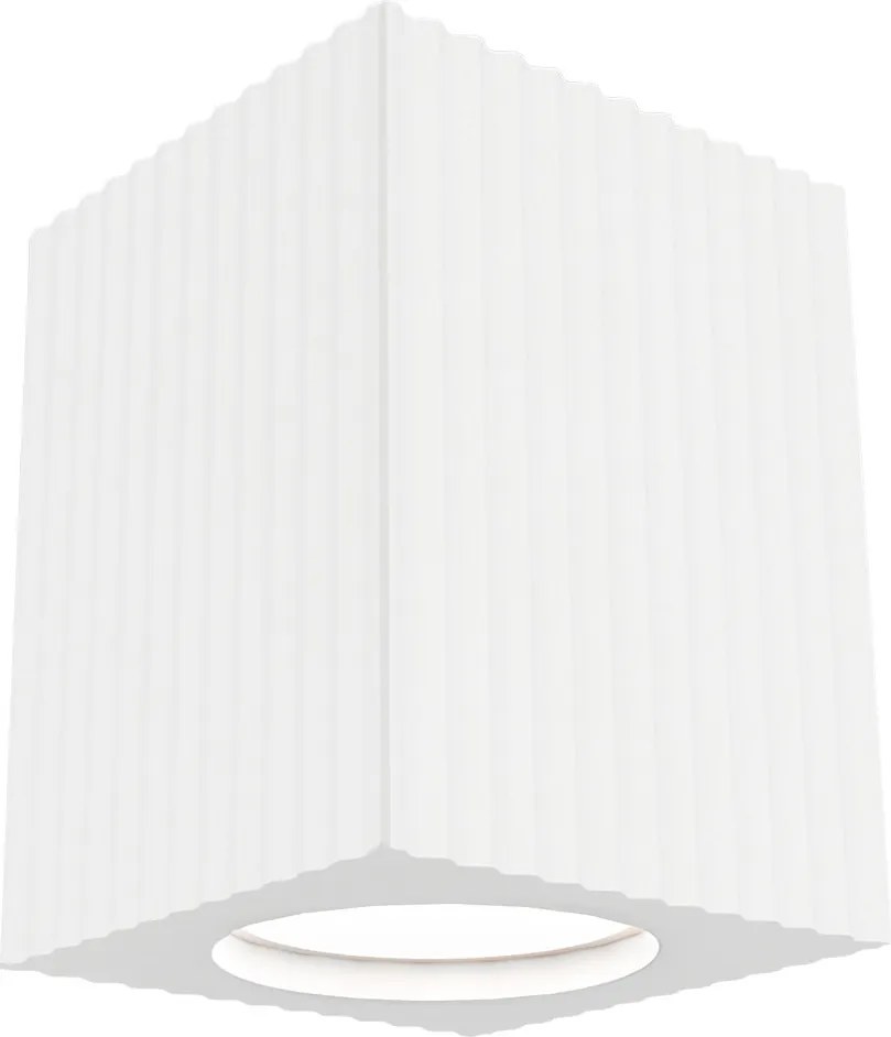 Plafoniera Quadrata 70x70mm h90mm GU10 in Gesso Rigato