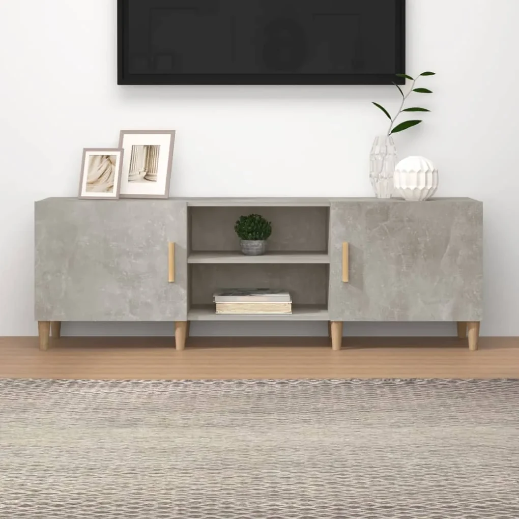 Mobile porta tv grigio cemento 150x30x50cm in legno multistrato