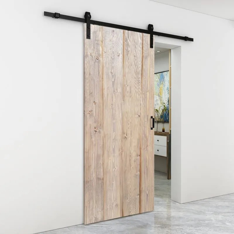 Porta scorrevole reversibile Horse Wenge in mdf marrone, L 86 x H 215 cm, con binario Country nero