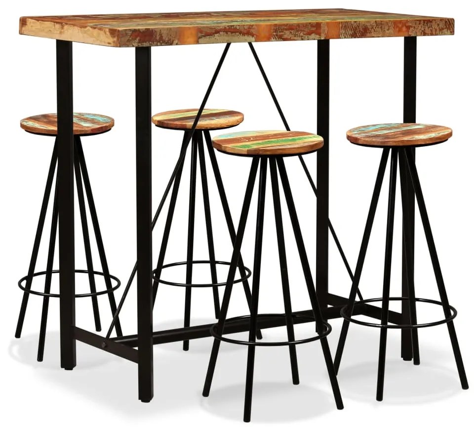 Set da bar 5 pz in legno massello di recupero