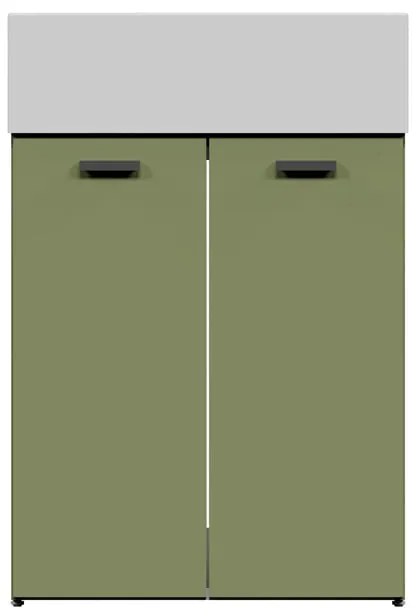 Mobile da bagno sotto lavabo COLAVENE Nobu verde opaco L 59 x H 71 x P 49 cm 2 ante, lavabo non incluso