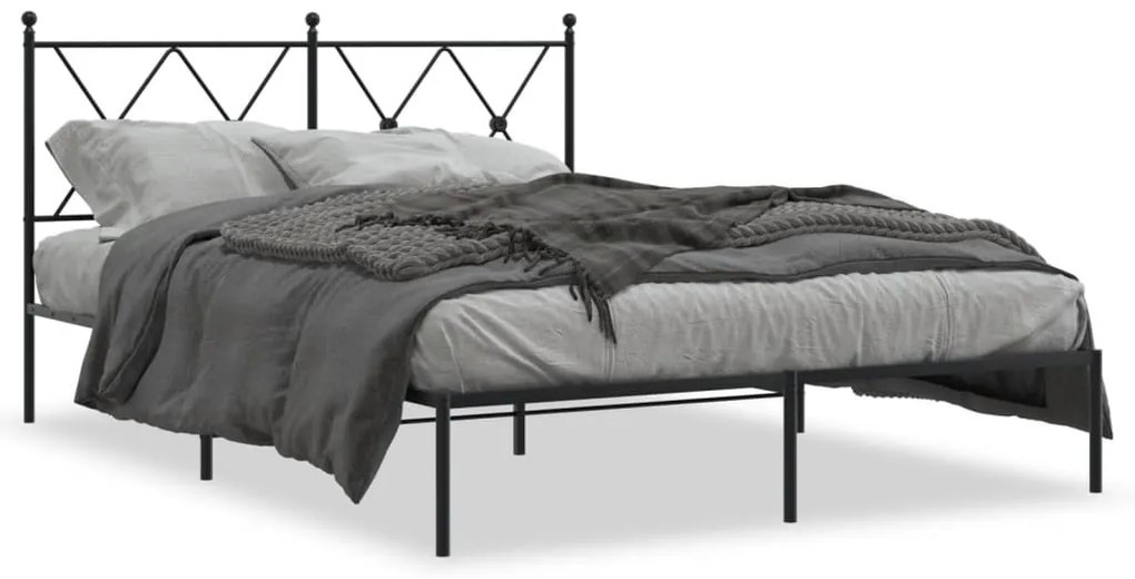 Giroletto Con Testiera İn Metallo Nero 140x200 Cm /