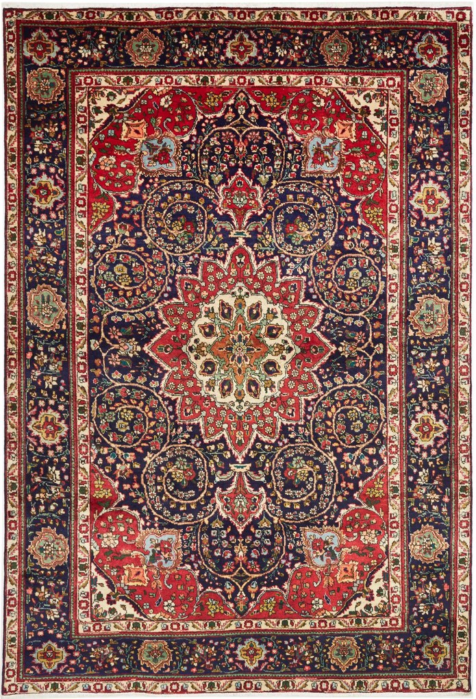 Tabriz Tappeto persiano 210 x 300 Blu (Iran) Annodato A Mano