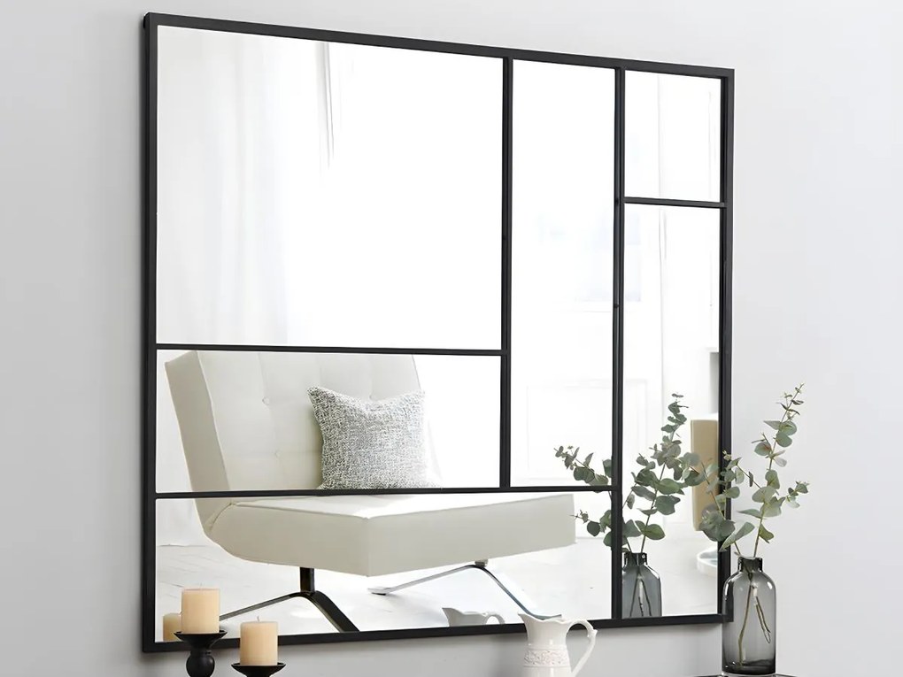 Specchio industriale L.150 x H.130 cm in Metallo Nero - MALDONIA
