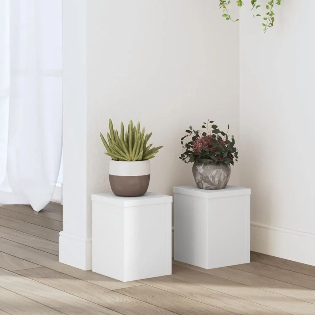 Supporti Per Piante 2 Pz Bianchi 15x15x20 Cm Legno Multistrato /