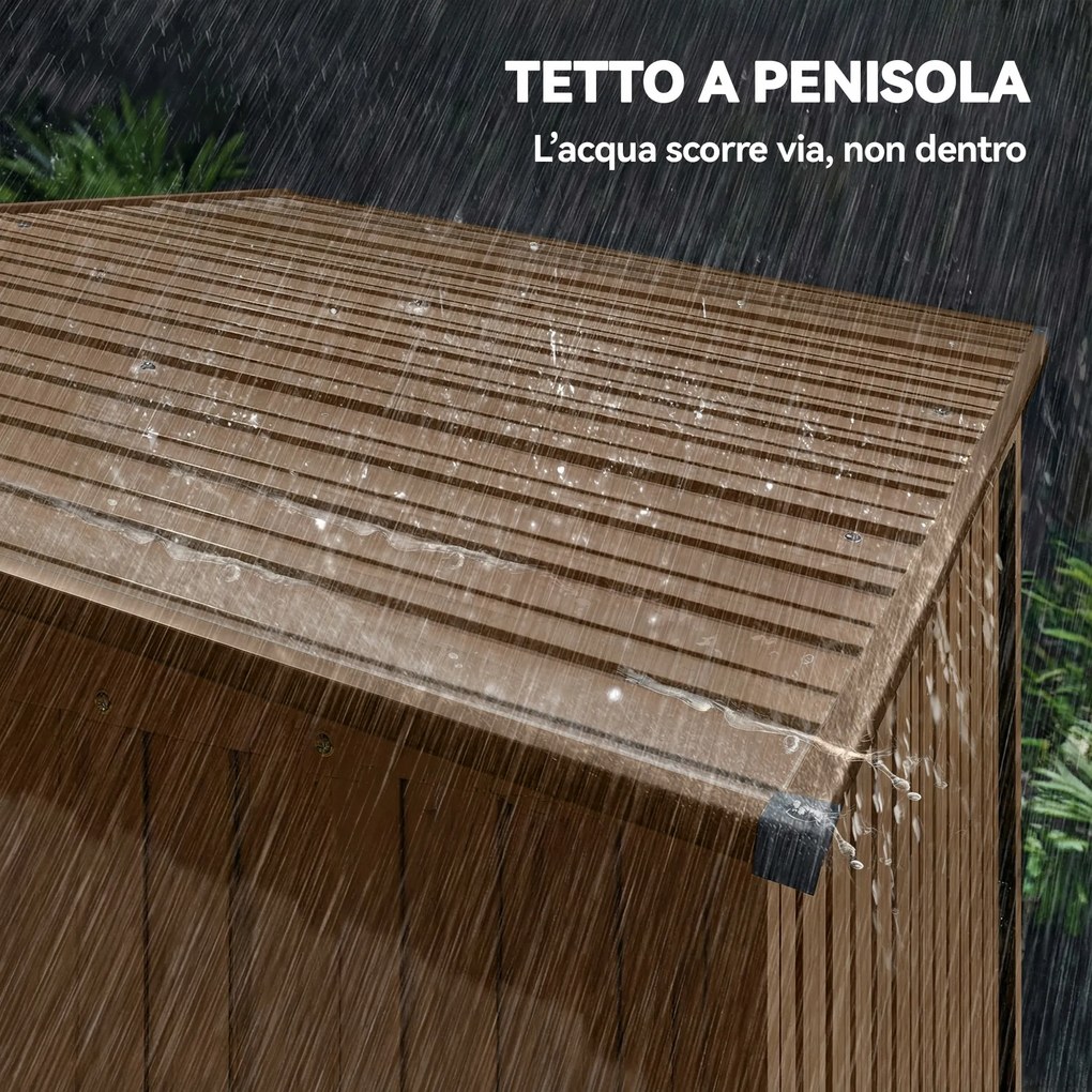 Casetta da Giardino 159x106x181 cm con Prese d'Aria e Porta Scorrevole in Metallo Marrone...